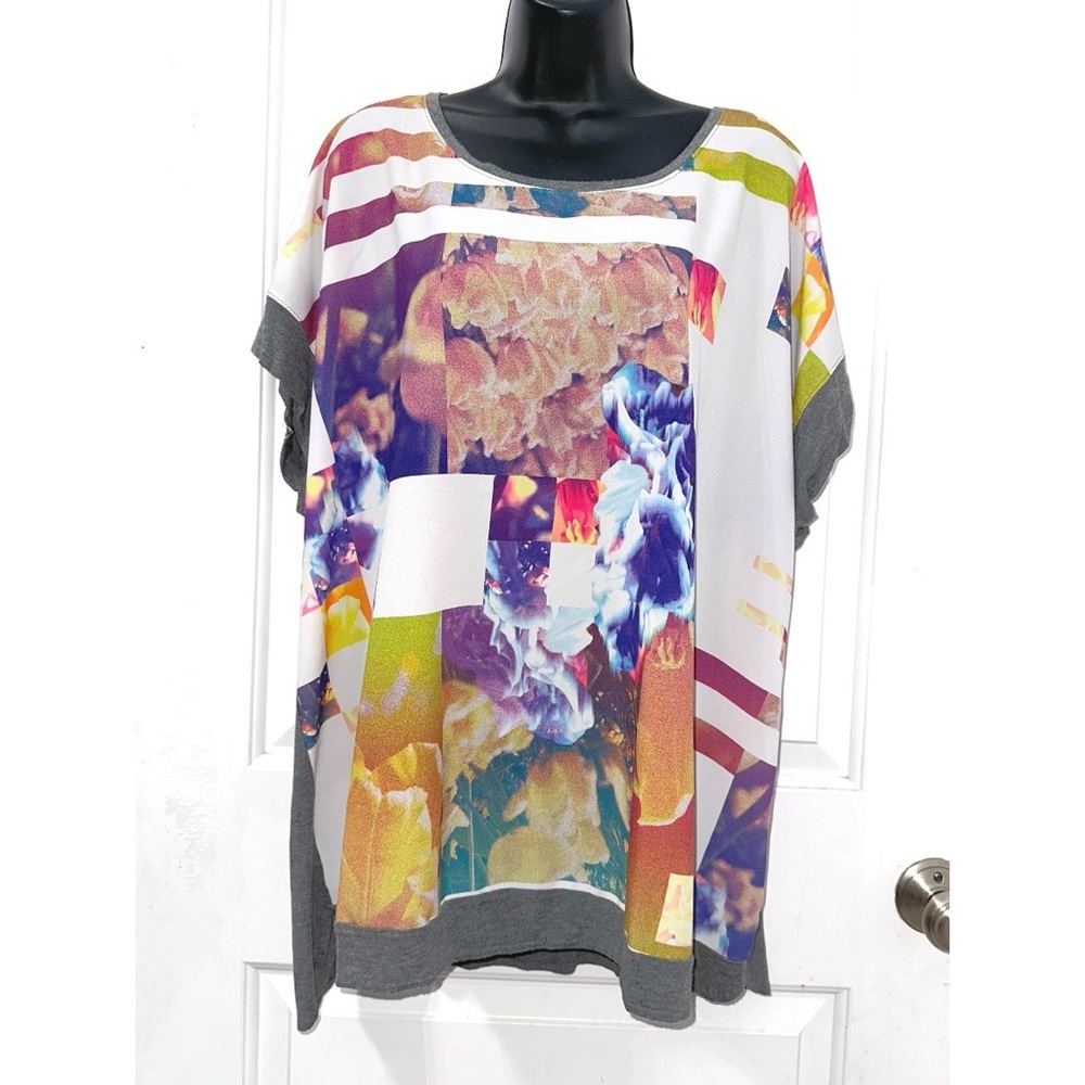Apt. 9 women's abstract collage floral blouse or tunic top